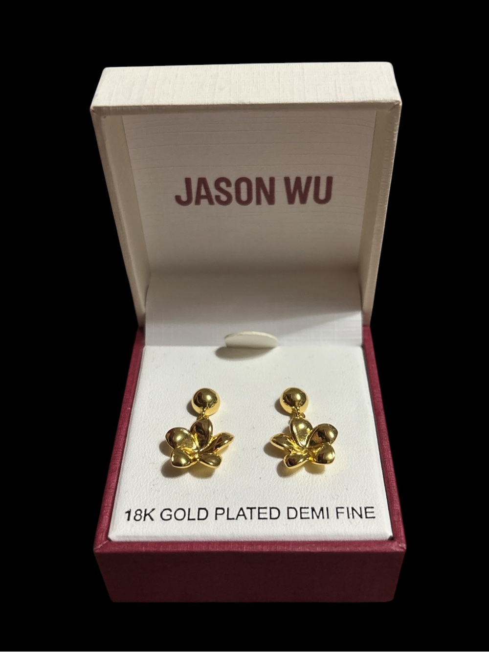 Jason Wu 18k Gold Plated Floral Stud Drop Earrings